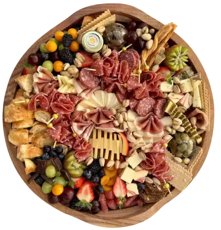 Medium Round Charcuterie Board from Fork and Flare Charcuterie and Grazing Tables
