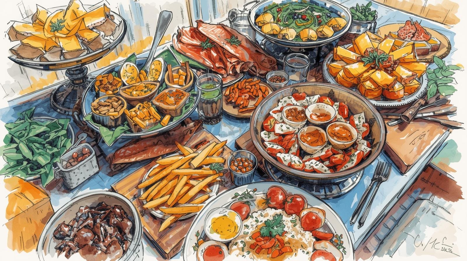 beautifully-arranged-grazing-table-catering-spread-focusing-on-visual-appeal-textures-and-tastes-of-the-food