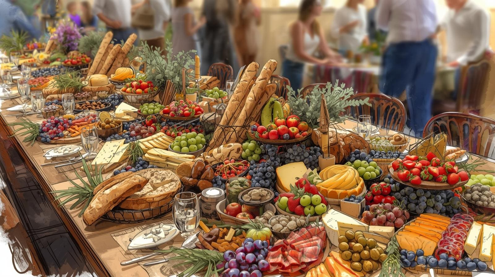 grazing-table-setup-artful-arrangement-of-various-items-like-cheese-fruits-and-charcuterie