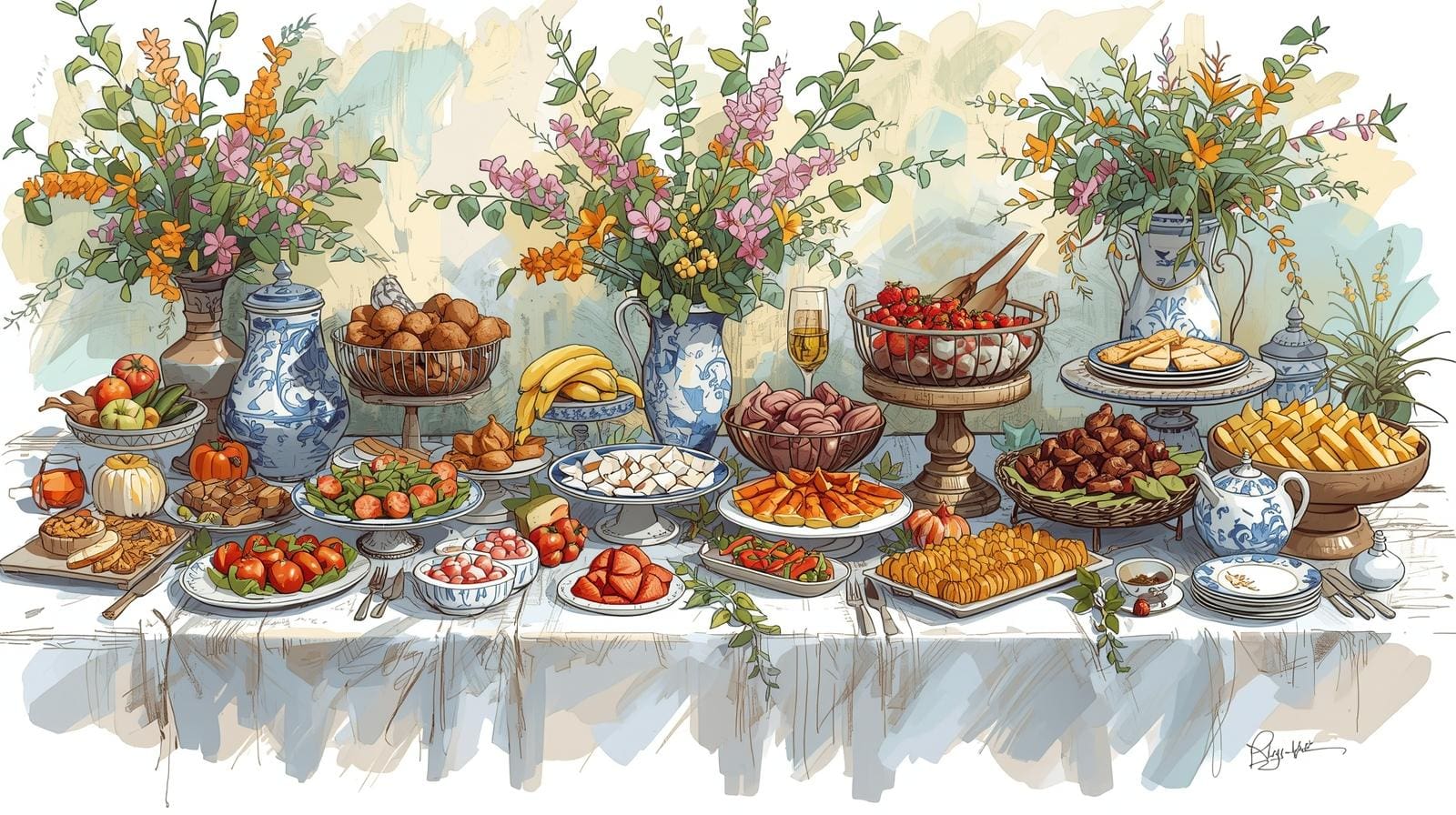 meticulously-set-grazing-table-with-an-array-of-delectable-foods-artfully-arranged