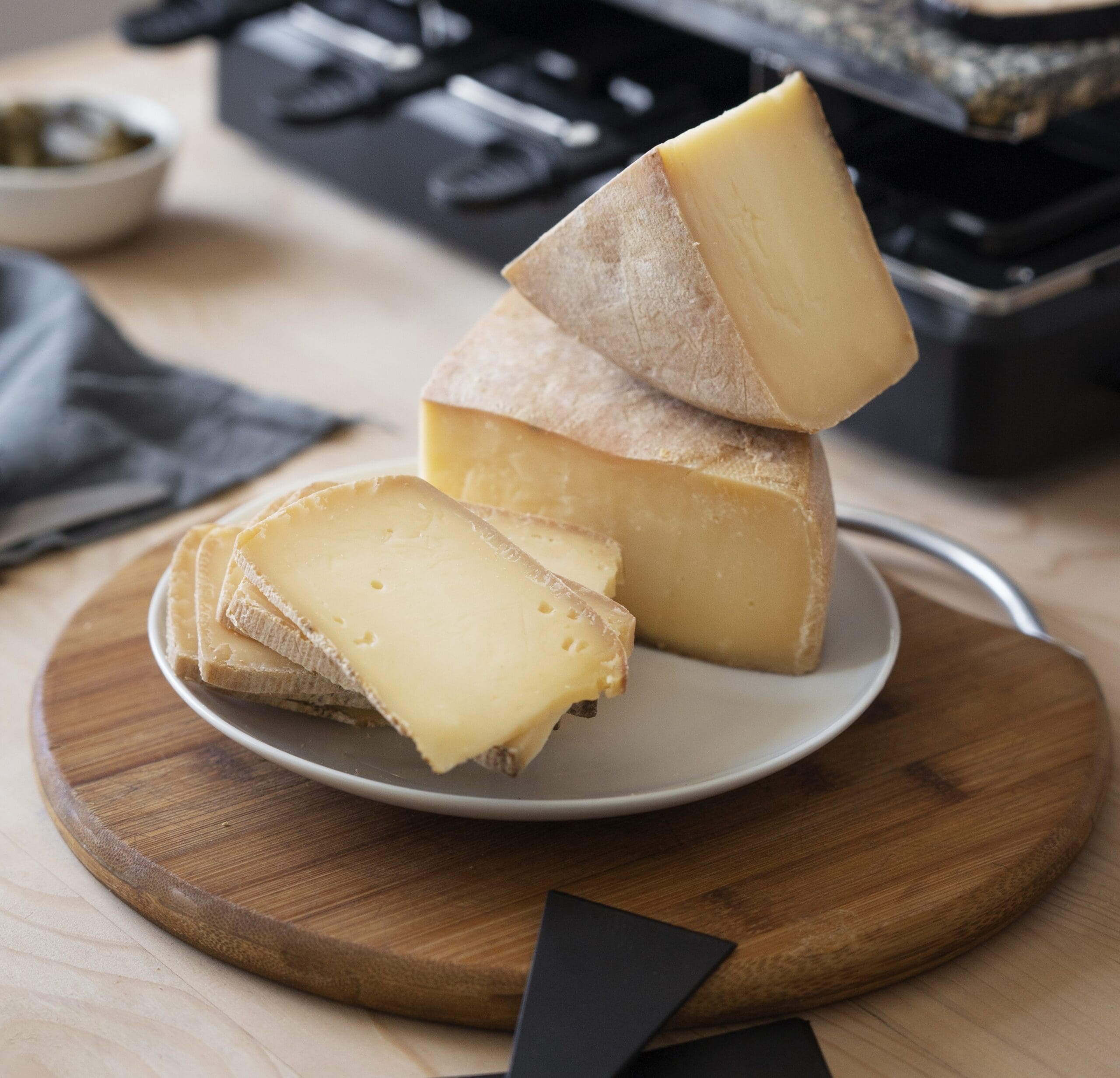 truffle-cheese-in-wooden-board